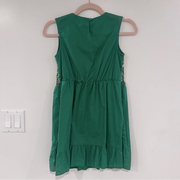 Cherokee Girls Sz L Green Embroidered Floral Sleeveless Summer Cotton Dress - Picture 2 of 9